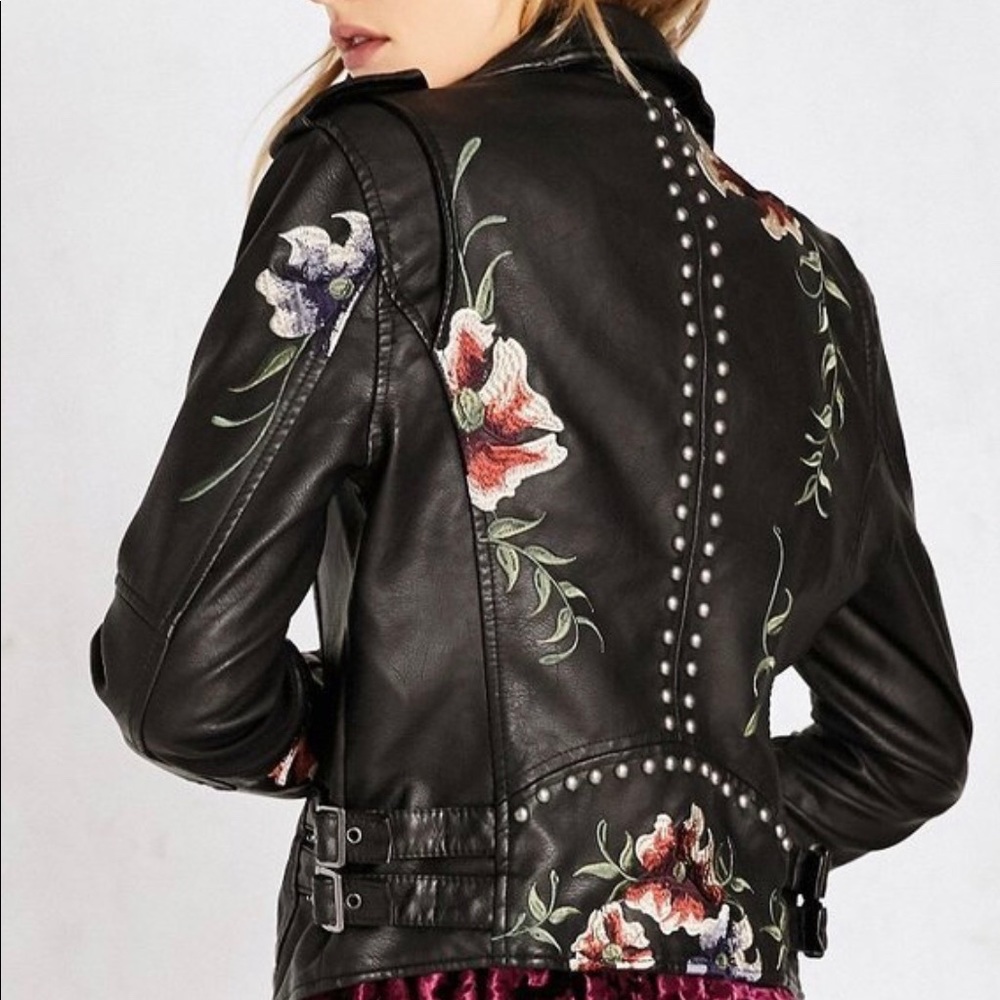 Blank NYC Floral Embroidered Moto Jacket